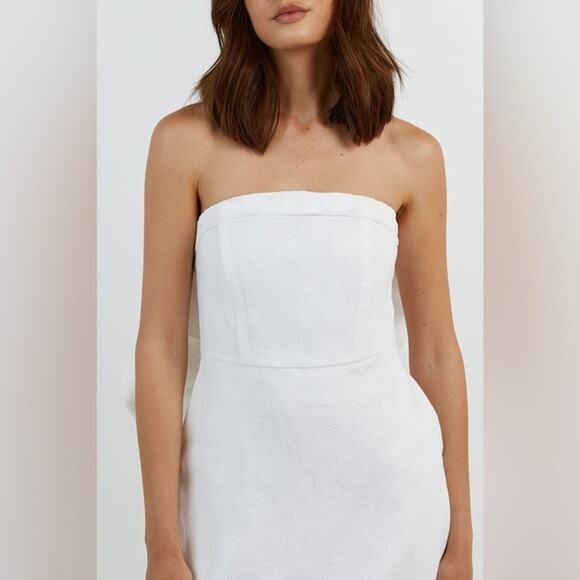 DISSH Aisle White Linen Back Bow Dress size 6 NWT bridal chic 90s coquette - Picture 5 of 15